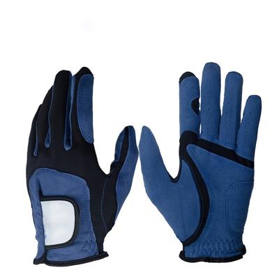 China Jacquard Mesh On The Back Of Cabretta Golf Glove Blue Golf Gloves High Quality New Arrival Hand Made Design Lamb Skin for sale