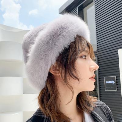 China Hot Sale Fur Hats Silver Fox Fur Hats Real Rabbit Fur Cloche COMMON Warm Hat Winter Fur Hats for sale