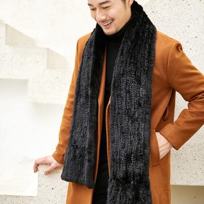 China Mink Knitted Fur Scarf Real Comfy For Men Scarf New Fashion Fur Scarf / Men's Long Fur Scarf for sale