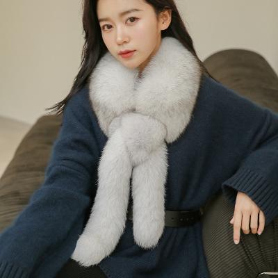 China Large Size Long Fox Fur Scarf Comfortable Real Fox Fur Scarf Women Long Fox Fur Scarf for sale