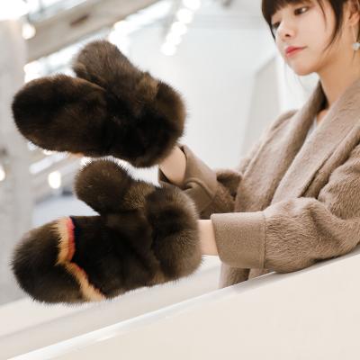 China Warm Real Fur Gloves Winter Hand Gloves Women Comfortable Mink Fur Hand Fur Gloves for sale