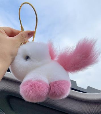 China Lovely Charming High Quality Gift Promotional Fur Key Chain The Plush Toy Unicorn Fur Keychain for sale