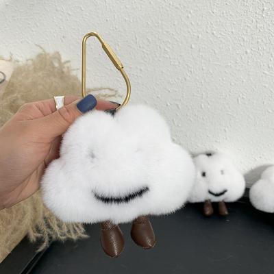 China High quality fashion ladies bag fluffy clouds key chain charm pom pom fur ball keychain fur chain pendant for sale