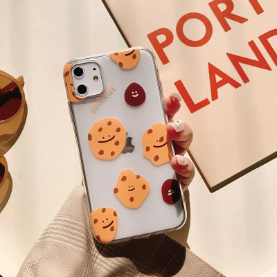 China Factory Anti-fall Phone Covers For iPhone 11 12 Cookies Cute Food Transparent Soft TPU Cookie Phone Case For iPhone X for sale