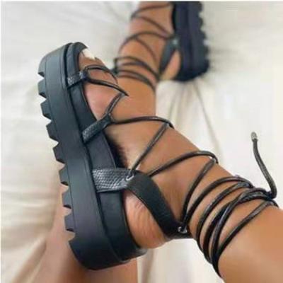 China Hot-selling Fashion Trend Heel Ring Thick-soled Middle Strap Around Toe Sandals Women Platform Sandals for sale