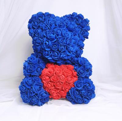 China Hot Selling Customizable PE Foam Teddy Rose Bear Lovely 25cm Teddy Roses Bear With Box Christmas Gifts for sale