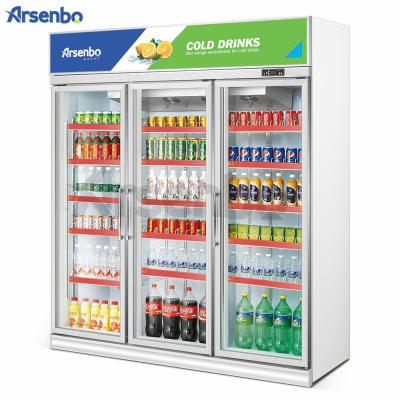 China High Quality Single-temperature Straight 2-Door Transparent Glass Door and 3-Door Commercial Refrigerator for sale