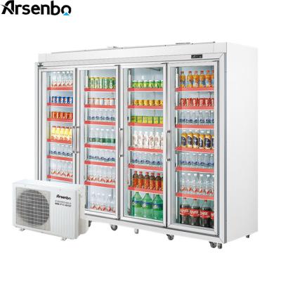 China Double-temperature split units supermarket refrigerator cold drink fridge with factory price for sale