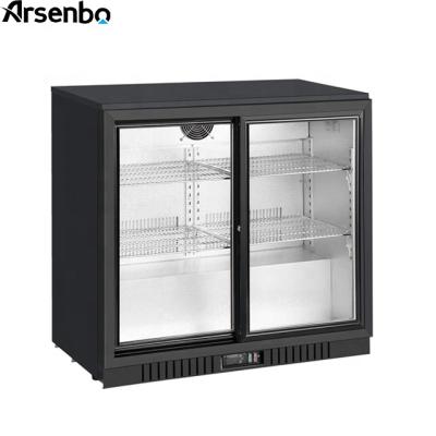 China Single-temperature Black Color Stainless Steel Mini Cooler Beverage Store Display Fridge with Competitive Price for sale