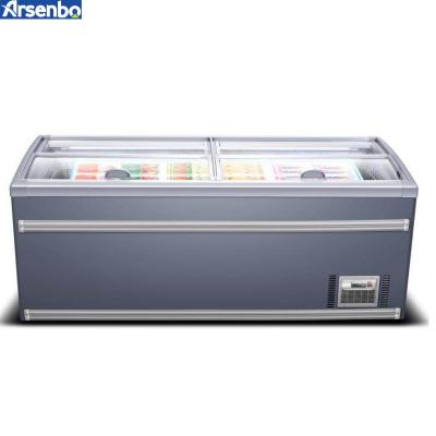 China Single-temperature Arsenbo Supermarket Equipment Deep Freezer -22~-18 Degree Celcius Commercial Air Freezing Island Chest Freezer for sale