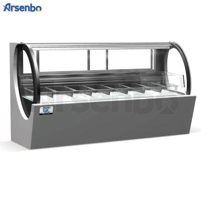 China Double-temperature Commercial Ice Cream Display Fridge Freezer Gelato Showcase For Store for sale