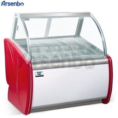 China Double-temperature Free Standing Type Commercial Ice Cream Scoop Display Freezer With Pans for sale