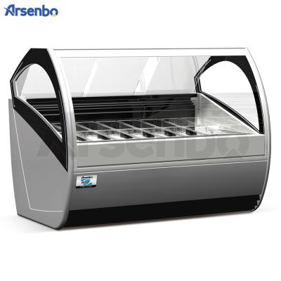 China Double-temperature Deluxe Commercial Table Top Gelato Freezer Mini Ice Cream Display Freezer for sale