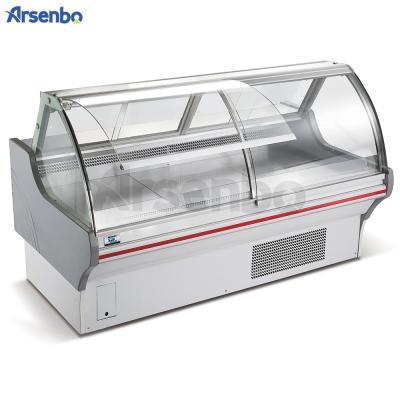 China Double-temperature Front Lift Up Door Supermarket Refrigerated Deli Hot / Cold Food Display Cases for sale