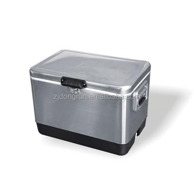 China Sustainable Stainless Steel 51L Ice Cooler 54QT Box Cooler Beer Cooler Box for sale