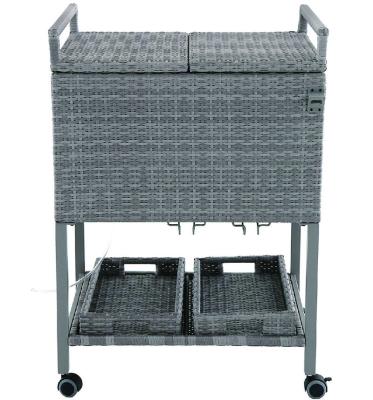 China Sustainable Best Selling Customized Multi Colored Rattan Rolling Cooler for sale