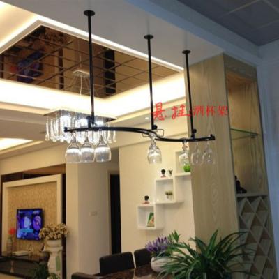 China Other Iron Hanging Upside Down Goblet Rack Ceiling Wine Glass Rack Direct Sales for sale