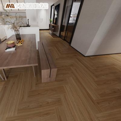 China Modern Click Lock LVT SPC Wood Texture Oak Flooring 4mm 5mm 6mm HaoFamily Herringbone Flooring For Apartment Interior Decoration for sale