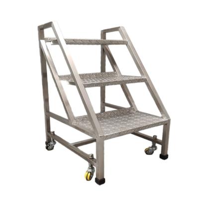 China Comfortable Safety 304 Stainless Steel Rolling Step Ladder For Sale for sale