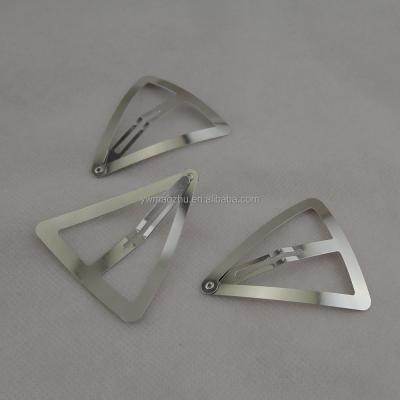 China Large 6.0cm Silver Lead Free Triangle Metal Snap Hair Clips For DIY Women's Big Side Hairpins Lead Free Nickel Free for sale