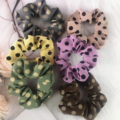 China Fashion Polka Dots Prints Hair Scrunchies For Women Cloth Elastic Hair Bands Ponytail Holders Hair Ties for sale