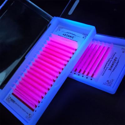 China glitter & Abonnie Wholesale Handmade Multi Color Shimmery Neon Volume Lash Extension Fluorescent Glitter Lash Tray With Color for sale