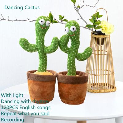 China 32cm Soft Stuffed Plush Toy Cactus Singing Music Dancing Cactus Plush Electric Twisting Talking Toy for sale