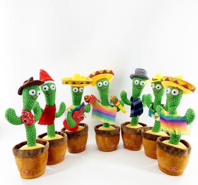 China Arabic Plush Song Usb Charging Electronic Dancing Cactus Shake Recording Plush Funny Twisting Toys for sale