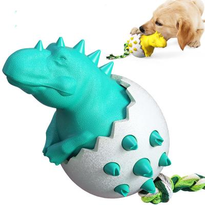 China Indestructible Squeaky Viable Dinosaur Egg Dog Toys Heavy Duty Molar Stick Dog Toothbrush for Aggressive Chewers for sale