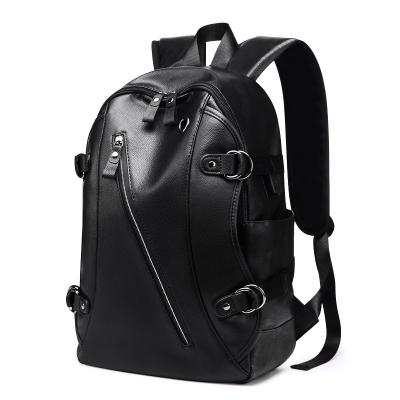 China Hot Selling PU Leather School Bag Men Leisure PU Leather Backpack College Student Laptop Backpack Men Leather Bag for sale