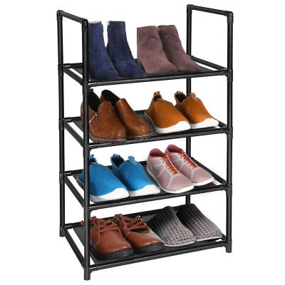 China (Size)Adjustable 4 Tier Shoe Rack 8 Pair Shoe Storage Rack Narrow Place Shoe Rack For Entrance for sale