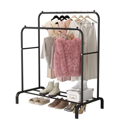 China Multifunctional Bathroom Double Garment Rack Free Hanger Rods Bedroom Clothing Rack for sale