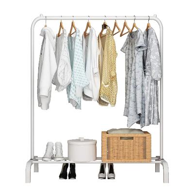 China Industrial Bathroom Pipe Clothing Garment Rack With Rod Bottom Single Cloth Hanging Shelves Rack for sale