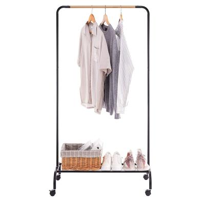 China Single Rod Bathroom Cloth Rack Clothing Rolling Rack For Cloth Clothing Garment Hanging Rack With Wheels for sale