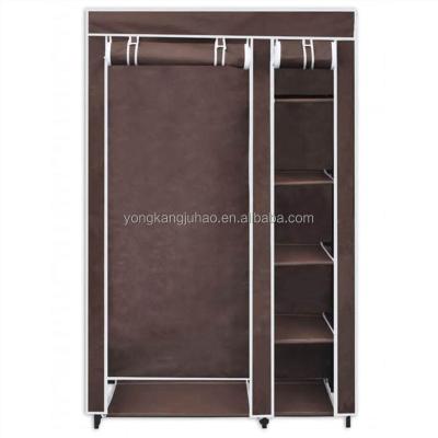 China Luxury Morden Canvas Wardrobe Armario Bedroom Furniture Fabric Wardrobe With Hanging Rails for sale