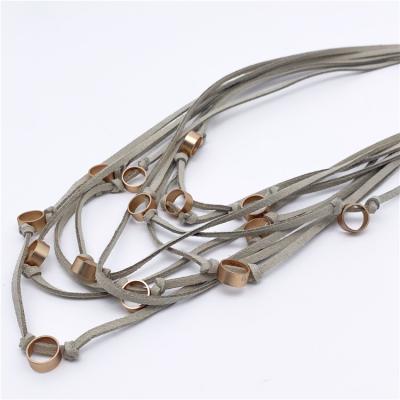 China CLASSIC New Arrival Alloy Charm Multilayer Necklaces, Unique Design Suede Multilayer Necklace for sale