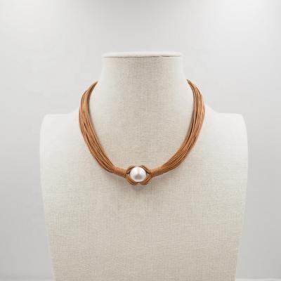 China CLASSIC Wholesale Custom Necklace Latest Design Beads Leather Necklace for sale