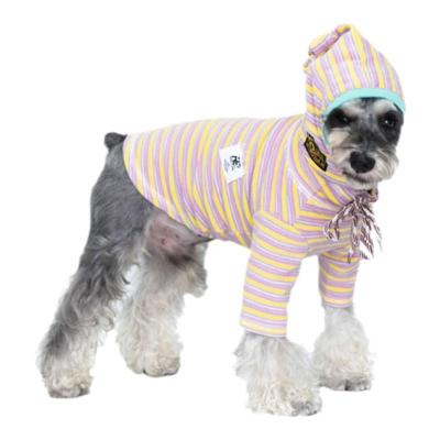 China New Biped Striped Dog Apparel Suit Comfortable Cotton Stocked Classic Striped Tuxedo Pet Clothes for sale