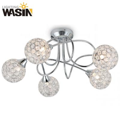 China Modern Decorative Indoor Lighting Custom Design Iron and Crystal Made 40W G9 Ceiling Spot Light with Multiple Light Heads for Indoor Decoration for sale