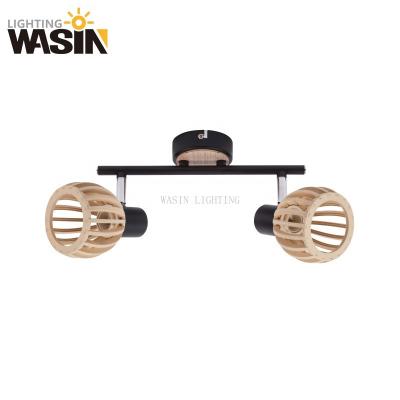 China Modern 260mm Wood Made E14 Ceiling Spotlight With Multiple Lamp Heads For Fashion Shop for sale