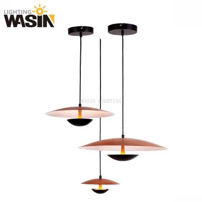 China 200 to 420mm Traditional Hot Selling Wood Finish Ceiling Hanging 12W LED Pendent Lamp for Dining Room for sale