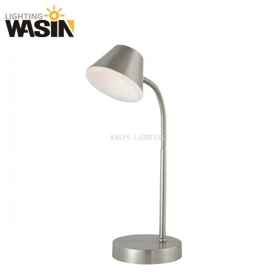 China Wholesales 140mm Modern Satin Nickel Finish 6W LED Aluminum Table Lamp For Study Room From Foshan Factory Directly for sale