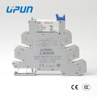 China Sealed Slim Relay Module Integrated PCB Mount Power Relay PLC Din-Rail 6 One Contact Rating Slim Relay Socket for sale