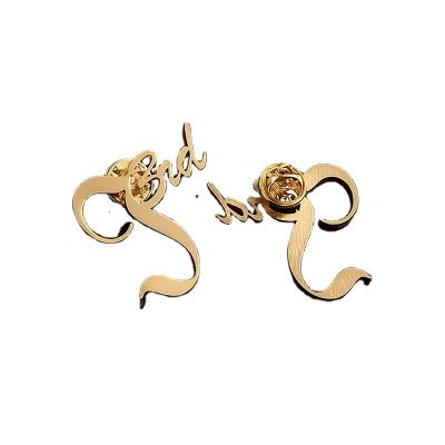 China Gold Plated Metal Fine Art Lettering Brooch Pin for sale