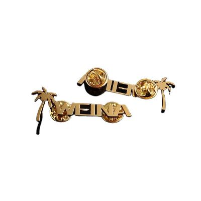 China Africa Chinese Made Stainless Steel Gold Plated Calligraphy Brooch for sale