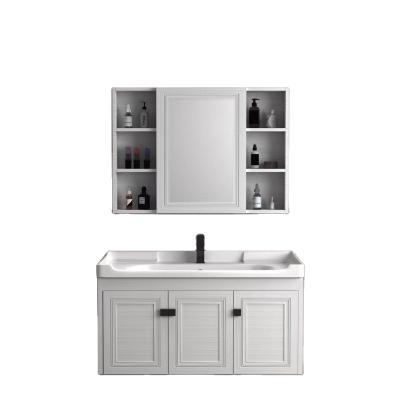 China 2021 Hot Selling Waterproof Wall Cabinet Aluminum Bathroom Vanity Vanity With Sink Basin Cabinet With Mirr for sale