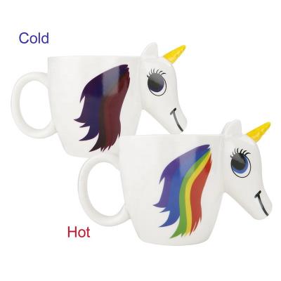 China Viable 350ml Unicorn Color Changing Mug Heat Sensitive Magic Mug for Coffee and Tea for sale