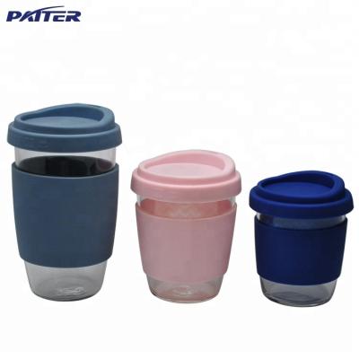 China Viable Insulated Reusable Glass Coffee Mugs Tea Cup For Espresso Latte Cappuccino / Thermo Glassware With Silicone Lid for sale