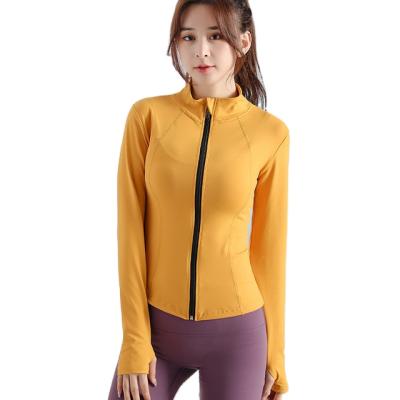 China Anti-Wrinkle OEM Women Stand Up Stretch Collar Long Sleeve Running Sport Jacket Gym Top Outdoor Jacket for sale