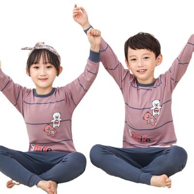 China 5-12 Years Children's Pajamas Thermal Around Slim Boy's Wadding Suit Boy's Long Coat Girl's Coat Long Pants Sleepwear for sale